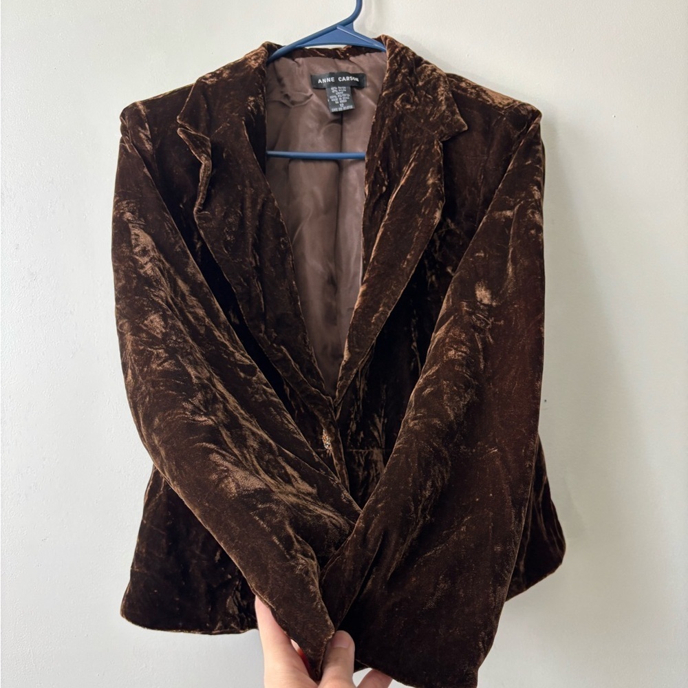 Y2K Fairycore Brown Velvet Veloir Jacket Fairy Indie Whymsigoth Medium Blazer - Picture 6 of 11